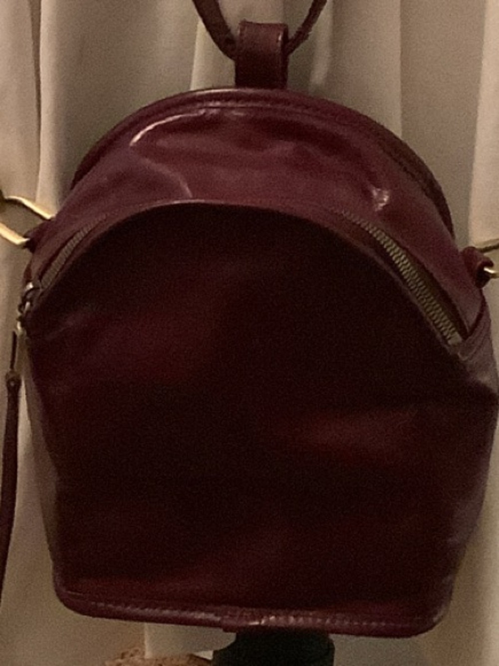Compact HOBO Burgundy Leather Mini Backpack - Women